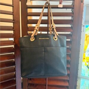 Michael Kors Black and Tan Shoulder Bag